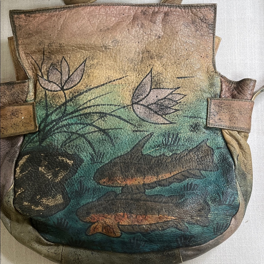 Vintage 1970’s Painted Leather Handbag - Picture 3 of 6